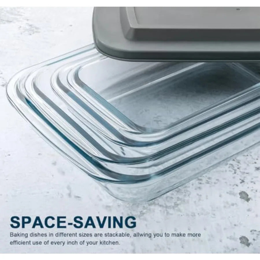 Deep Glass Baking Dish Set With Lids For Lasagna Rectangular Bakeware by S And B Enterprise