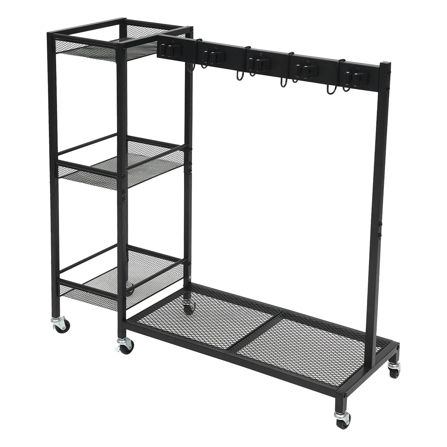 Iron Cleaning Tool Storage Cart On 6 Wheels With Hooks And Shelves by S And B Enterprise