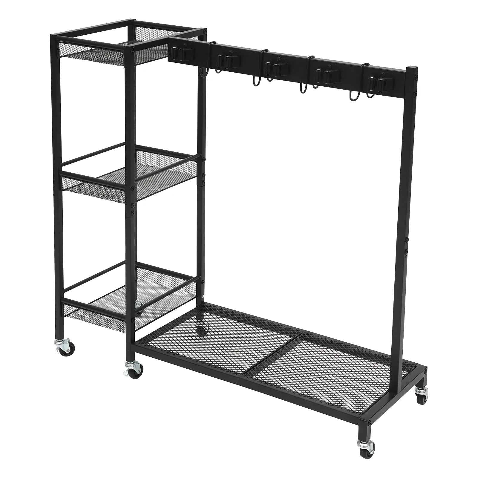 Iron Cleaning Tool Storage Cart On 6 Wheels With Hooks And Shelves by S And B Enterprise
