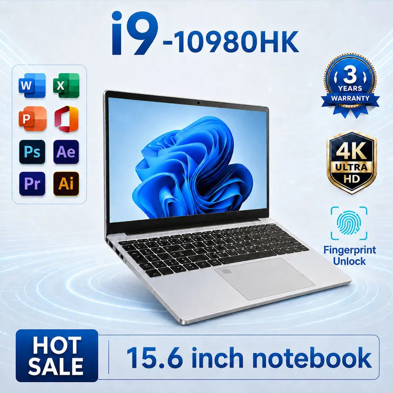 Notebook by S And B Enterprise, i9-10980HK, 15.6-inch silver laptop with fingerprint unlock