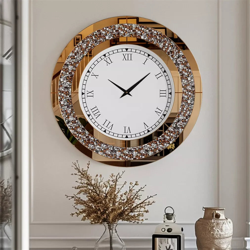 LUVODI 32inch Large Diamond Crystal Modern 3D Wall Clock Living Room Kitchen Bedroom Hall Clock with Roman Numerals by S And B Enterprise