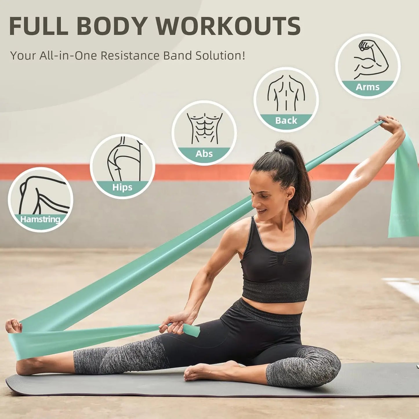 5-Level Resistance Bands Set for Exercise, Pilates, Yoga, Physical Therapy, Stretch, Strength Training by S And B Enterprise