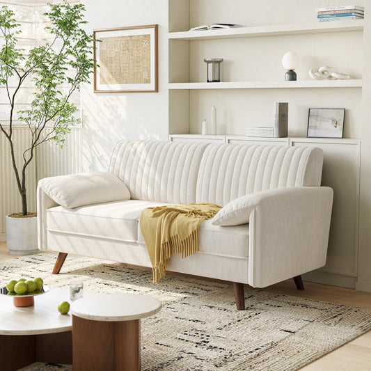 Chenille Loveseat Sofa For Small Spaces Deep Seat Comfort