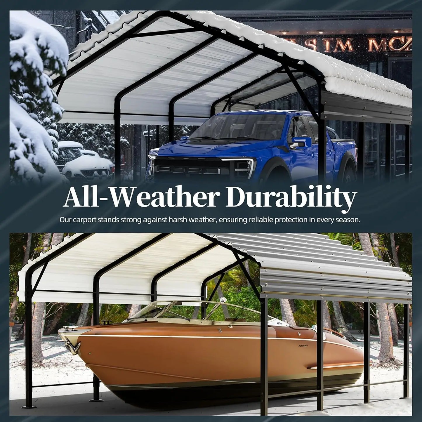 Heavy Duty Metal Carport With Galvanized Roof And Frame