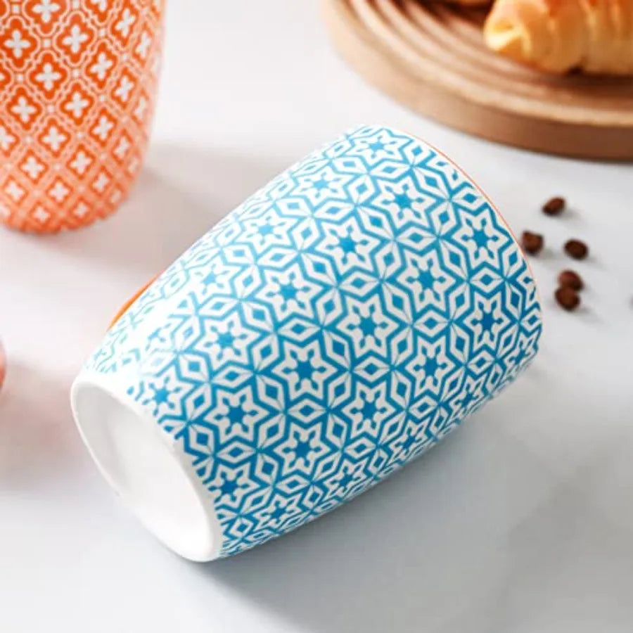 Ceramic Coffee Mug Set Bohemian Style 6 Pack by S And B Enterprise