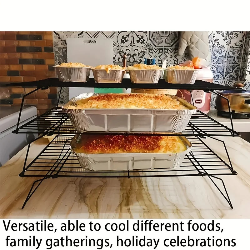 FAIS DU 1/2/3pcs Stackable Cooling Rack for Baking Nonstick Metal Cake Cooling Rack Grid Net Baking Tray Oven Cooling Rac by S And B Enterprise