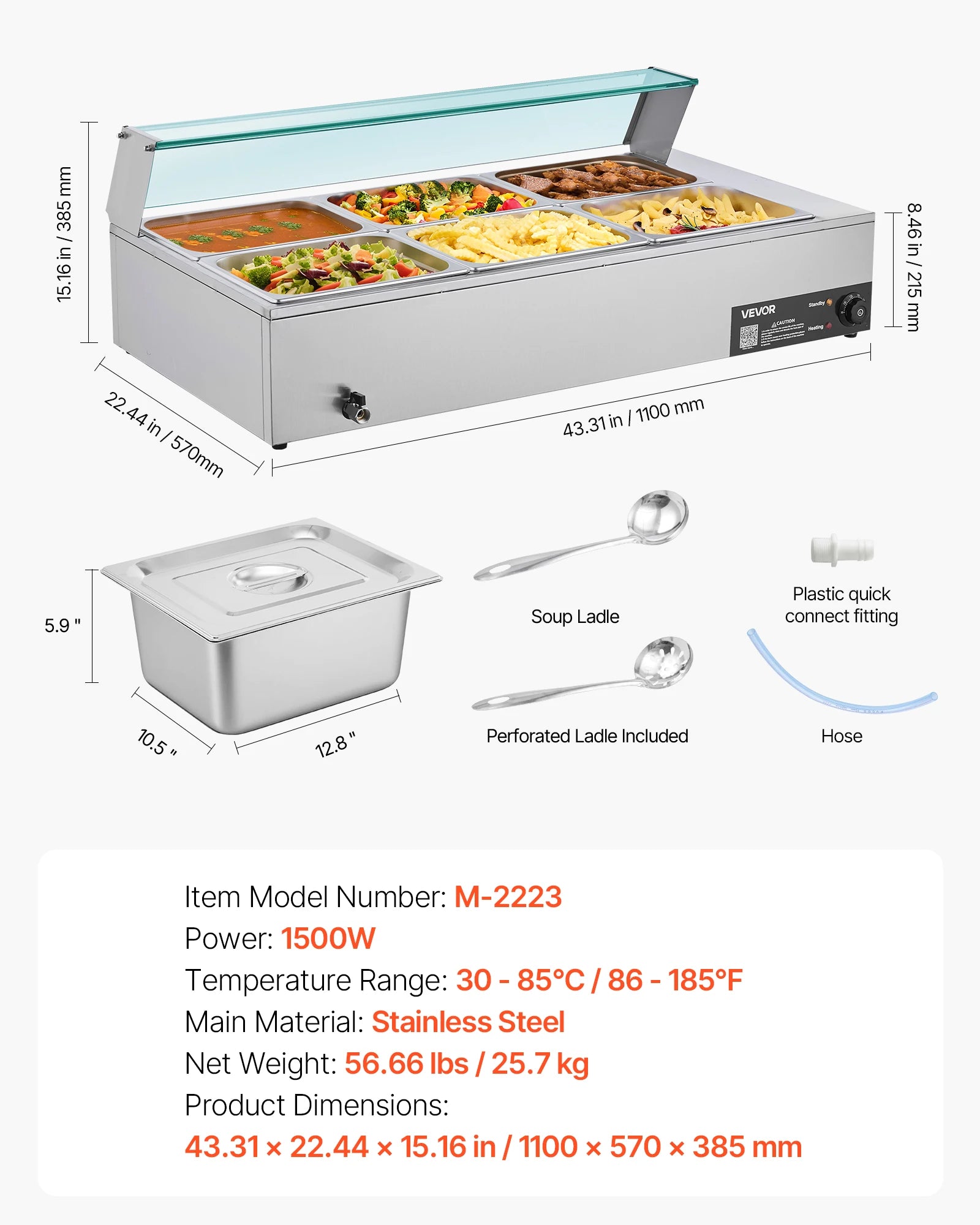 SucceBuy Commercial Food Warmer Stainless Steel Buffet With Glass Cover by S And B Enterprise