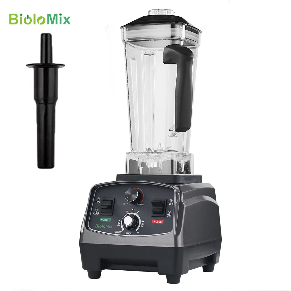 BioloMix blender with 2L BPA-free jar, black handle, and tamper, 3HP 2200W heavy-duty appliance